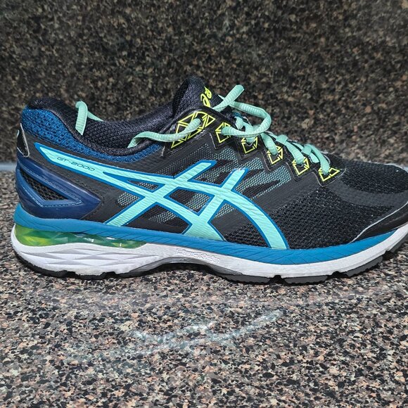 Asics Women’s GT-2000 4 Running Shoe Size 10 T656N Black/Blue - Picture 1 of 9